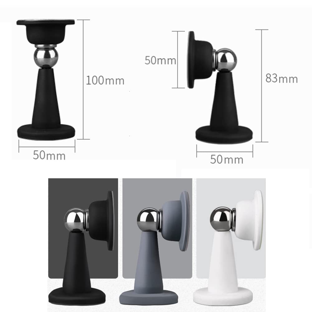 MRKU Tope de Puerta magnético de Silicona con Soporte, para Suelo o Pared, 2 Unidades.