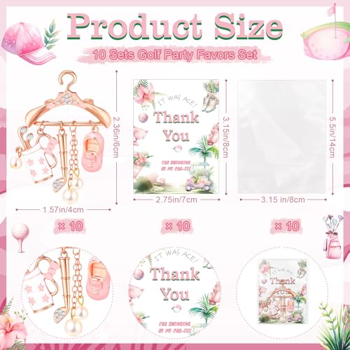 10 Set Golf Party Favors for Guest Women Pink Rhinestone Golfer Brooch Pins Pendants Jewelry with Thank You Cards Golf Clubs Party Supplies for Girls Birthday Baby Shower Sport Gift Supplies2