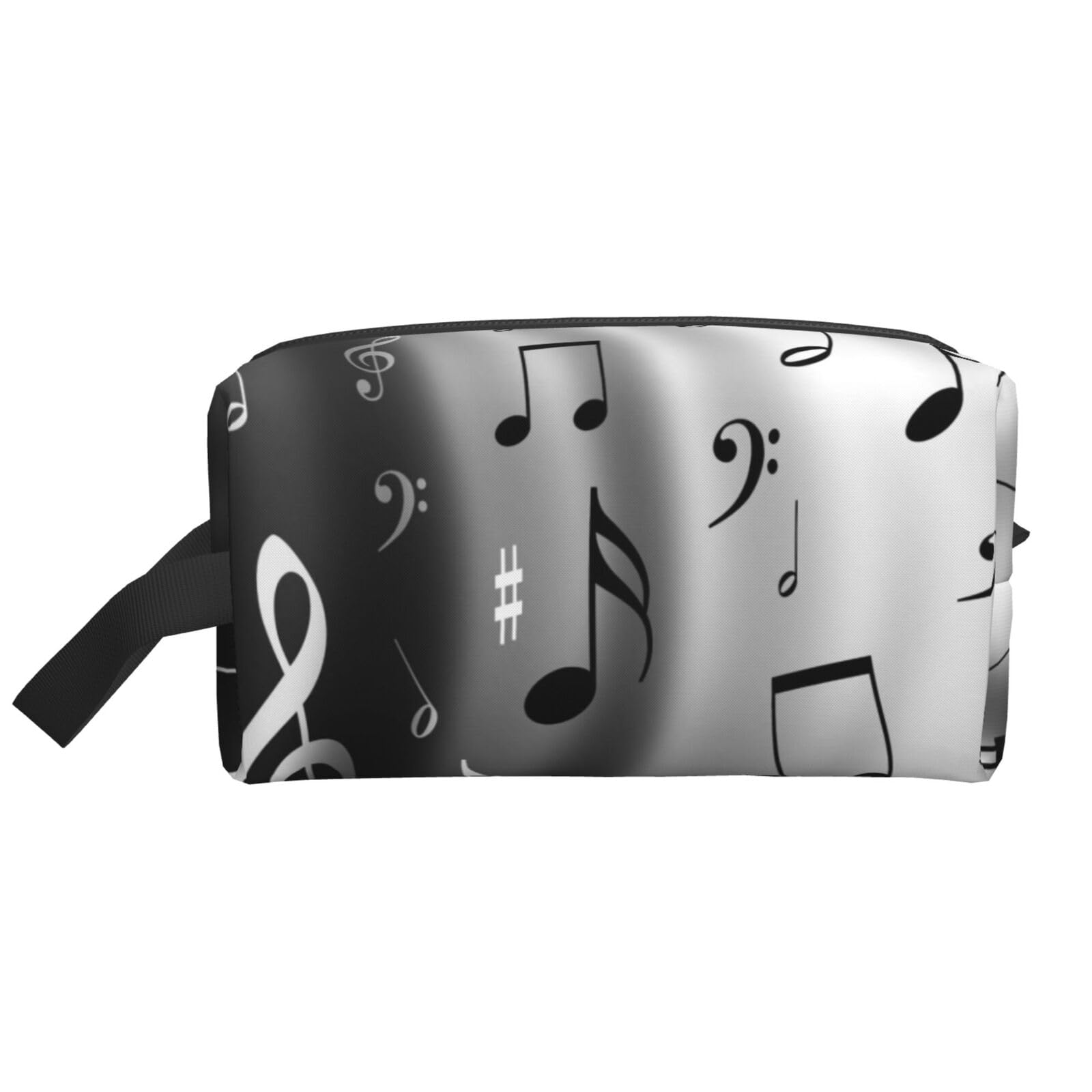 Ercgad Unisex White Music Notes Print Print Large Capacity Travel Toiletry Bag Cosmetic Pouch Daily Storage Makeup Case