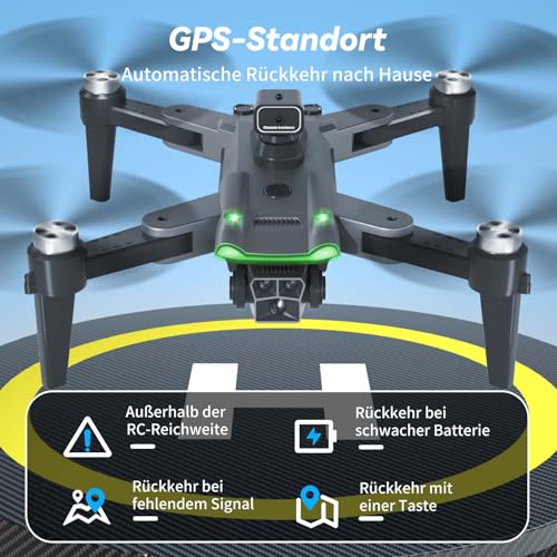 Hytobp S166 Drone Con Telecamera 4K Professionale, Gps Rientro Automatico, 4-Vie Evitamento Ostacoli, Follow Me, <249G, 60 Min Di Volo (3 Batterie), Pieghevole(Nero) - 9