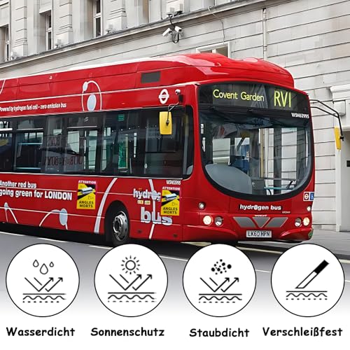 3 Stück Toter Winkel Aufkleber, Magnetische Warnschilder Achtung, Attention Angles Morts Aufkleber, 17x25cm Wasserdicht Autoaufkleber mit UV Schutz für Bus und Wohnwagen