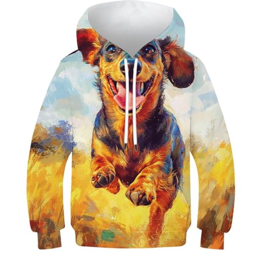 Sweat à capuche teckel 3D pour les sorties fraîches des ados