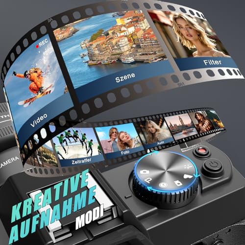 NBD 8K Digitalkamera 64MP mit Autofokus & 16X Zoom, 3" 180° klappbarem Display, WiFi – Inkl. Weitwinkel/Makro-Linse + 2 Akkus + 64GB Karte + Mikrofon (Schwarz) – Bild 6