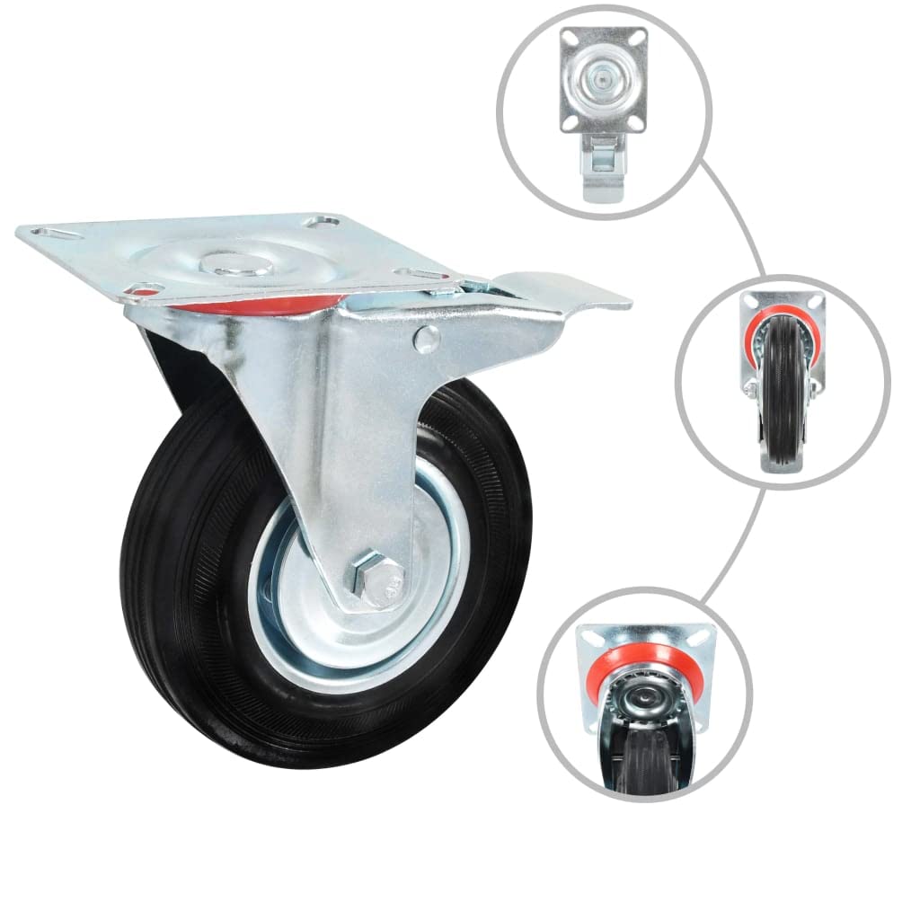 vidaXL 16x Lenkrollen Transportrollen Laufrollen Möbelrollen Schwerlastrollen Laufrolle Industrierolle Rollen Lenkrolle Möbelrolle 125mm Gummi Eisen