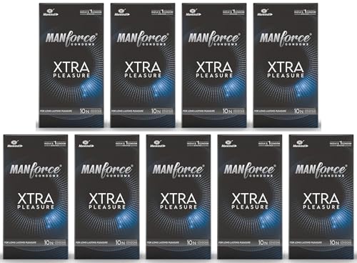 Image of Manforce Xtra Pleasure Xtra Dotted Climax Delay Condoms, Unflavoured, 10 Pcs (Pack of 9)