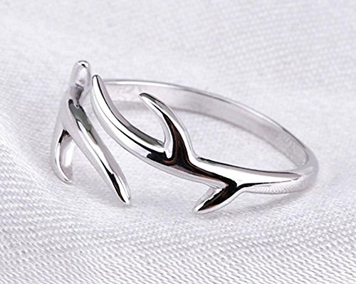 S925 Sterling Silver Ring Opening Christmas Snowflake Antlers Anti Allergy Ring2