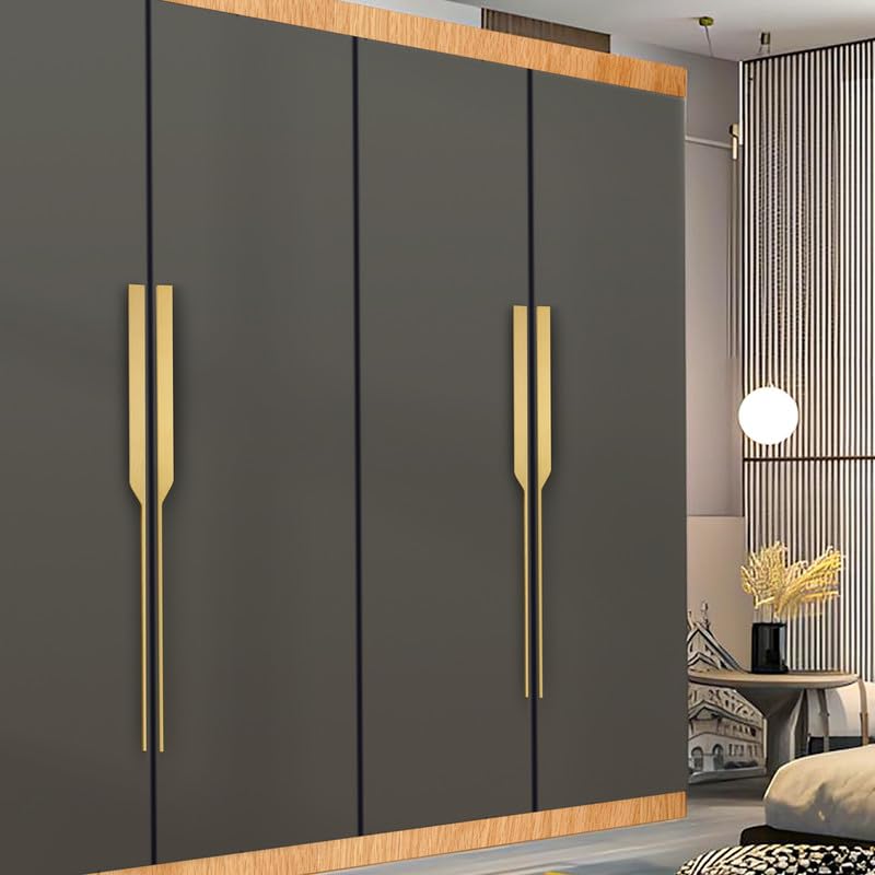 Image of HARMONUS Fancy Aluminium Kitchen Cabinet Handle 24 Inch Long Pull Handle for Wardrobes, Door Handle, Drawer Handle, PVD Gold Finish Aluminium Alloy (1 Set-1 Pair Left & Right) HCPVDGSAC-59-24INCH