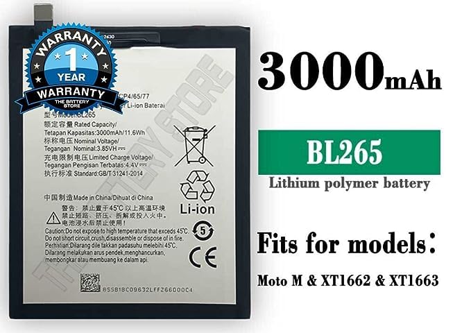 Image of Original BL265 Battery for Lenovo Motorola M XT1662 / XT1663 Battery with 1 Year Warranty ****(V00000332)