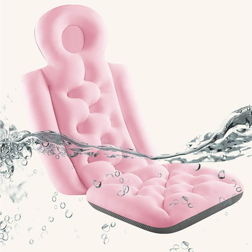 Bath Pillow Full Body Waterproof Spa Bath Pillow Comfortable Soft Thick Cushion for Head Neck Shoulder Relaxing Back Support Pink