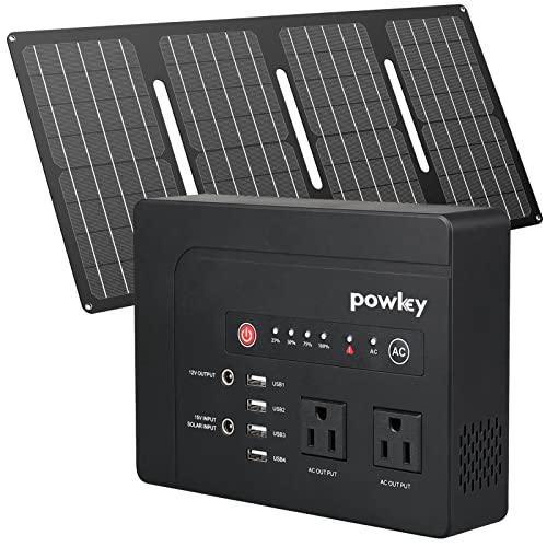 Powkey Solar Generator With Panel, 146Wh/200W Portable Power Station With Solar Panel 40W, 110V Pure Sine Wave Dc/Usb/Ac Outlet Electric Generator Battery Backup For Outdoor Camping Emergency Home Use #TOP6