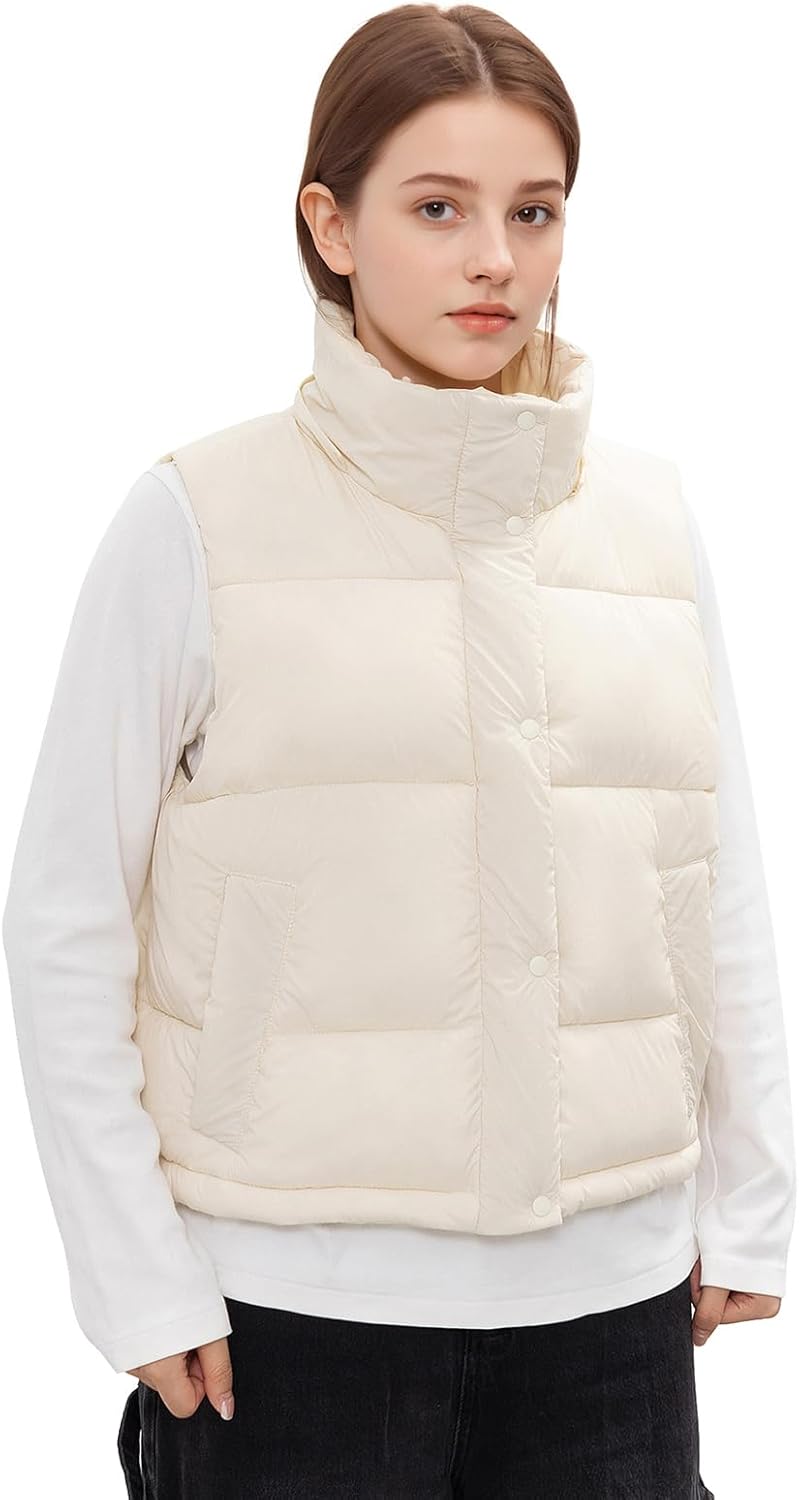 Women's Removable Hooded Puffer Vest Lightweight Quilted Stand Collar Sleeveless Jackets Warm Winter Outerwear Coat - Image 5