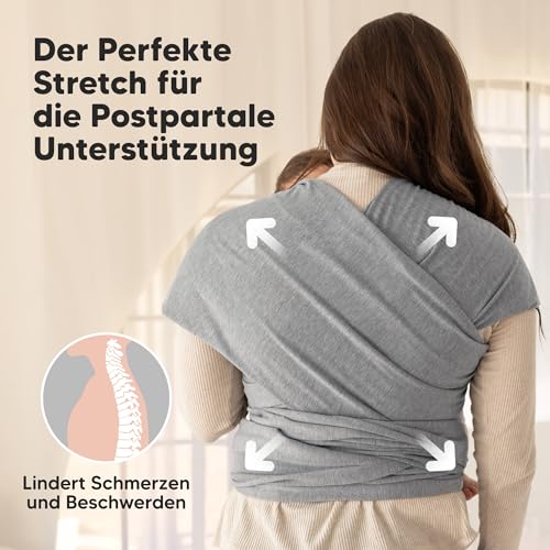 KeaBabies Babytrage Ab Geburt - Atmungsaktive Babytragetücher, Babytrage Neugeborene Ab Geburt, Babytuch Tragetuch Baby Neugeborene, Kleinkind Handfreie Baby Carrier (Classic Gray)