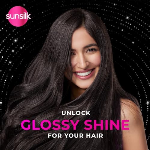 Image of SUNSILK Radiant Black Shine Conditioner, 180ml, for Smooth and Glass Shine Black Hair, with 5% VITA-GLOSS COMPLEX - 48hr Radiant Shine, Paraben-Free, Cruelty Free