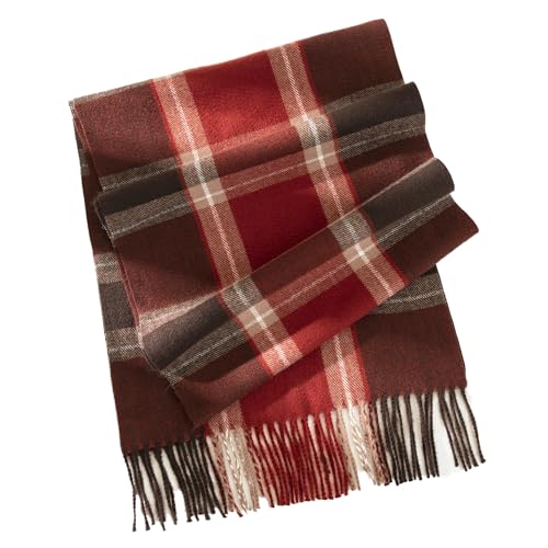 Bawnhaw Long Plaid Scarf for Women Men Tassels Shawls Red 78.7x14.6 in