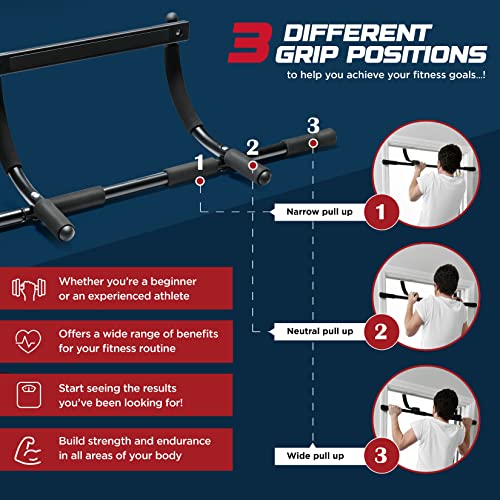Sagler Pull up bar Doorway Heavy Duty Chin up bar Trainer for Home Gym Doorway Pull up bar or dip bar - Thumbnail 4