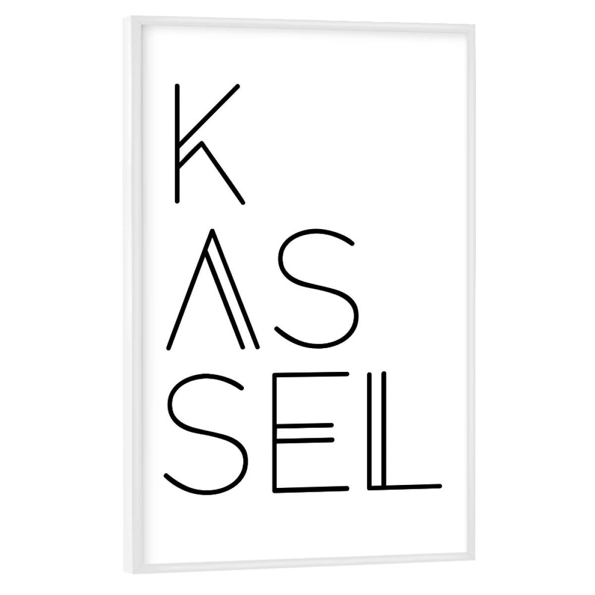 artboxONE Poster mit weißem Rahmen 75x50 cm Typografie Kassel - Städtebild - Bild Kassel Kassel Typo