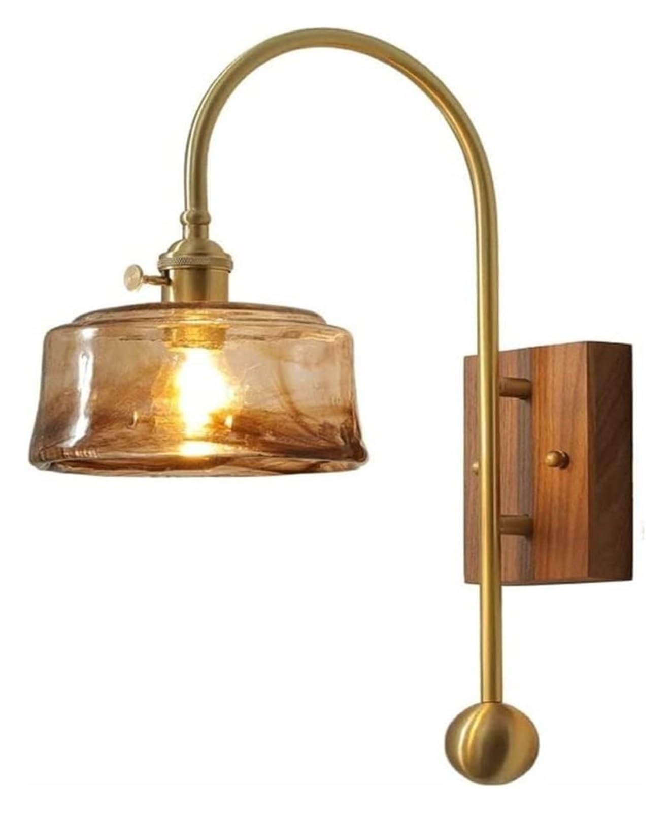 Jybnbbe Amber Wall Lamp E27 Single Head Brass Japanese Retro Sconce Mounted Lights Glass Compatible With Bedroom Bedside Corridors,Chandelier