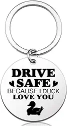 Chaveiro engraçado Duck Drive Chaveiro seguro para namorado, namorada, patinho, Love You, chaveiro presentes para marido, esposa, Natal, aniversário, dia dos namorados