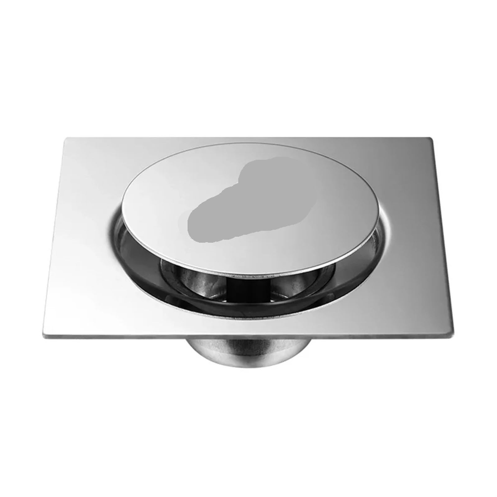 Floor Drain Shower Stainless Steel Hotel Easy Clean Bathroom Bouncing Durable Waste Cover Floor Drain Deodorant Silver Pedal Type Square for Hair Waste Bathroom(12x12cm)