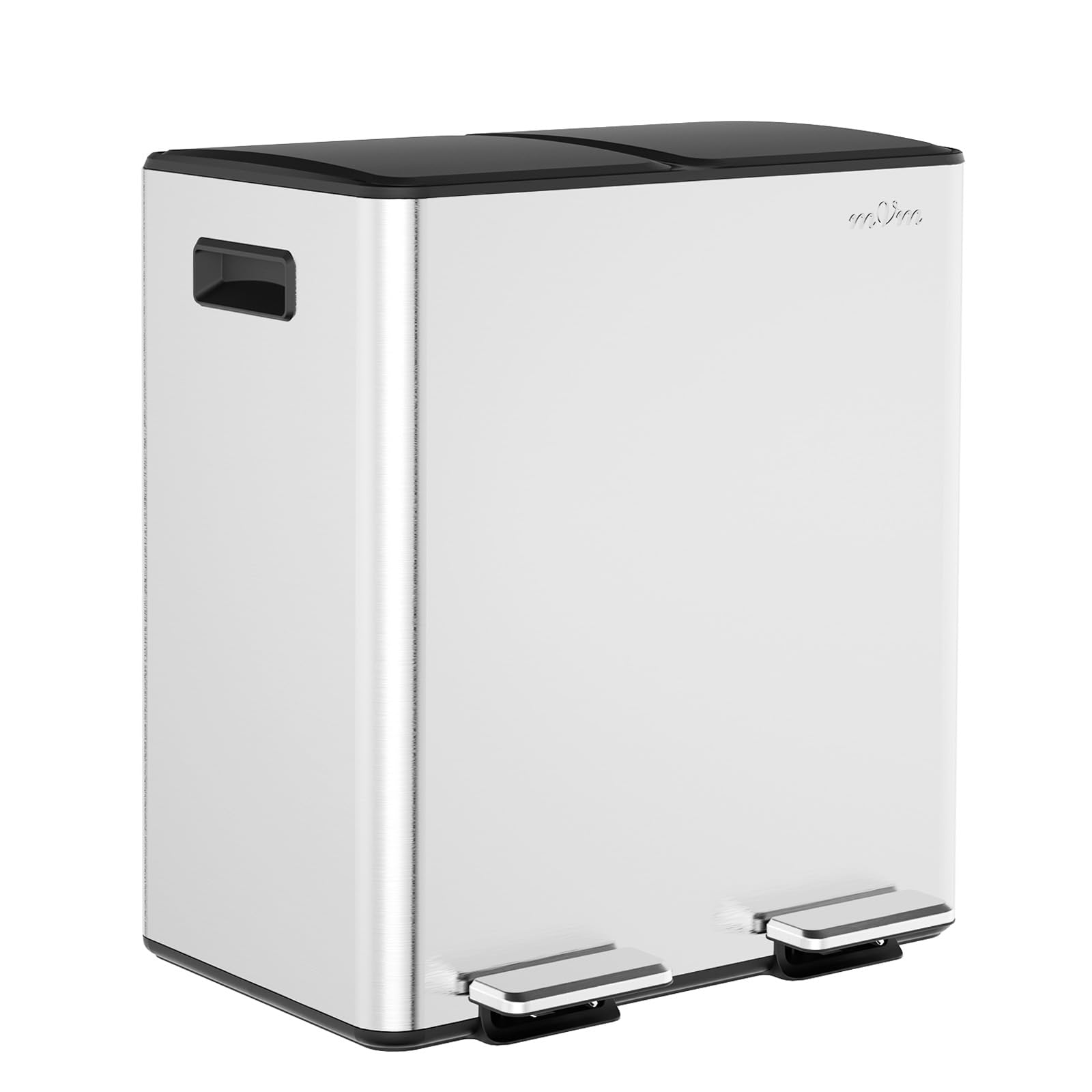DMD® Pattumiera Doppia Da 30L In Acciaio Inox - 2 Scomparti Da 15L Con Pedale E Chiusura Morbida - Secchi Interni Rimovibili, Antimpronta - Per Raccolta Differenziata In Cucina - 5