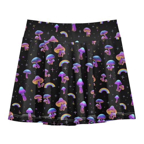 Girls Athletic Skirt 3-12 Years High Waist Tennis Skirts Mushroom Rainbow for Kids Golf Running Dance Skort2