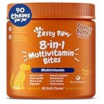Zesty Paws Multivitamin Treats for Dogs, Glucosamine Chondroitin Joint Support + Digestive Enzymes & Probiotics, Grain Free Dog Vitamins and Supplements for Skin & Coat, Peanut Butter - 90ct