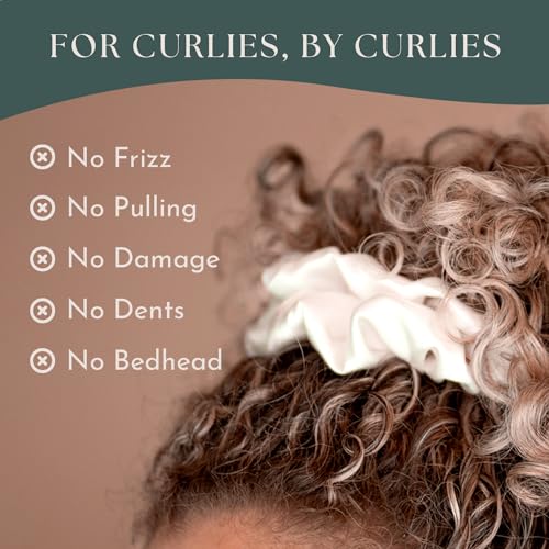 Image of Silk Scrunchies for Women Ponytail Holders - Oversized Mulberry Silk Scrunchies - Extra Large No Damage Hair Ties for Curly, Thick, and Thin - Hair Accessories for Women - White, XL By Curlfriend