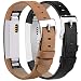 Tobfit Compatible with Fitbit Alta HR Bands/Fitbit Alta Leather Bands (2 Pack), Genuine Leather Replacement Bands Stainless Steel Buckle Compatible with Fitbit Alta HR Alta