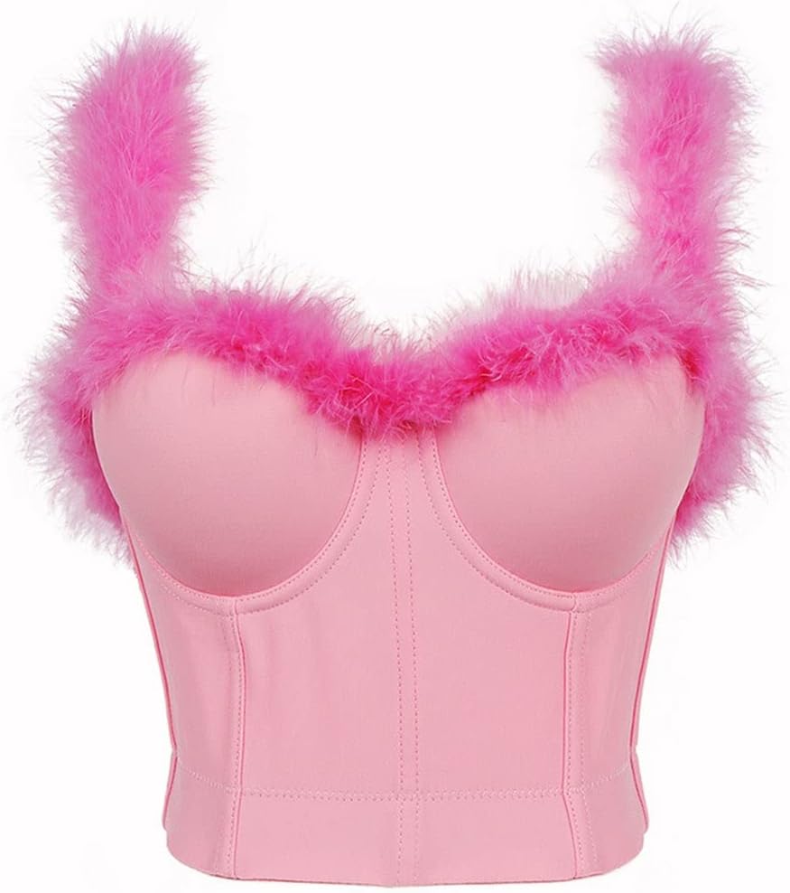Crop Tops Faux Top with Built in Bra Sexy Off Shoulder Womens Clothing Femme Push Up Bralette