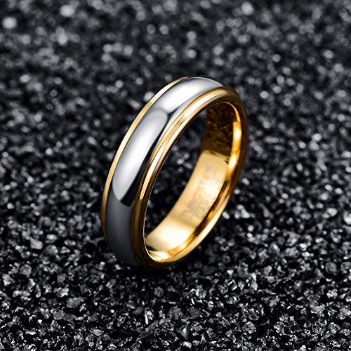 NUNCAD Tungsten Rings for Men Custom Engraved Ring Women 4mm/6mm/8mm Gold Silver Two-Tone Wedding Bands Step Edges Comfort Fit Size 5-123