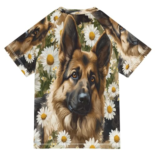 Boys Short Sleeve T-Shirts Daisy Shepherd Dogs Rashguard Kids Swim Shirts Sun UPF 50+2