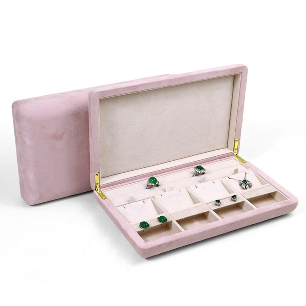 Zzlei2yu-12 Pink Jewellery Organiser Stand Milan Velvet Jewelry Display Box Plate Necklace Pendant