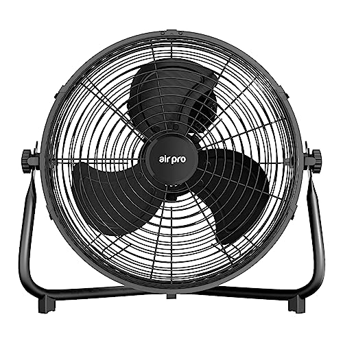 Air Pro 14" Floor Fan - Powerful Air Cooling & Circulating Fan with 3 Speed Setting & Adjustable Tilt - Indoor Home, Office, Gym Fan Quiet Portable Electric Fan with Metal Blade & Body 1.6m Long Cable