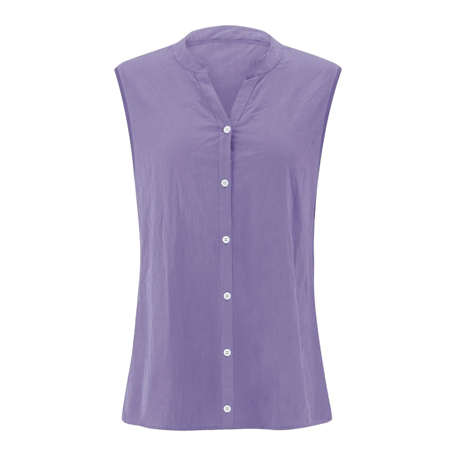 Camisa sin Manga Mujer Algodón Lino Verano Camisetas de Tirantes Blusa Moda Color sólido Casual Chaleco Ligero Transpirable Tank Tops Cuello en V Botones Fiesta Playa Camisa Suelto tee 2025