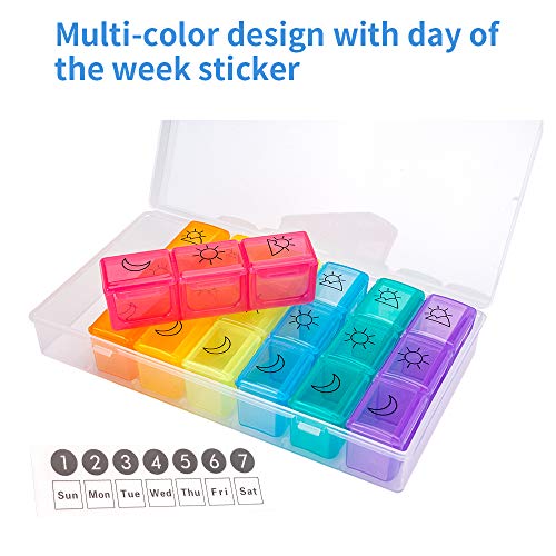 Weekly Pill Organizer 3 Times A Day – 7 Day Pill Box – Non-Bpa Food Grade Plastic – Lightweight And Travel Friendly – Ideal Pill Case For Supplements, Vitamin, Medication #TOP3
