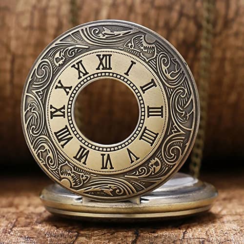 Image of AUGEN Pocket Watch Metal Keychain Clock 3 Retro Vintage for Gifting With Key Ring Anti-Rust (Pack Of 1)