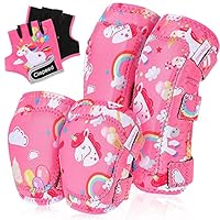 CLISPEED Kids Cycling Gear - Knee Pads for Kids | Knee & Elbow Pads with Gloves Set | Toddler Sports Gear Set for Outdoor Activities Skating Biking Skiing Skateboarding Scooter 2-4 years