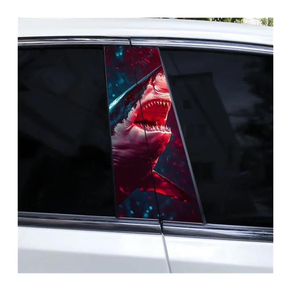 Body Parts 1pair Car Door Pillar Decoration Sticker Horror Shark Sticker DIY Car Center Column Sticker(J)