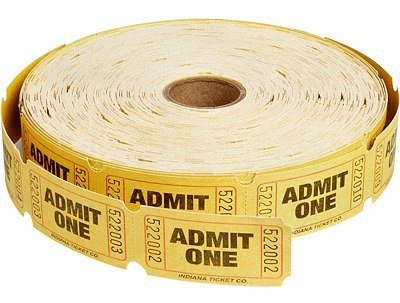 Yellow Admit One Ticket - 2,000/roll