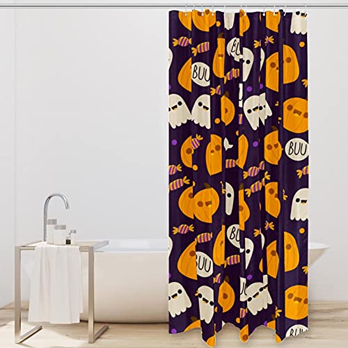 Rideau de douche citrouille anti-odeur pour baignoire avec crochets