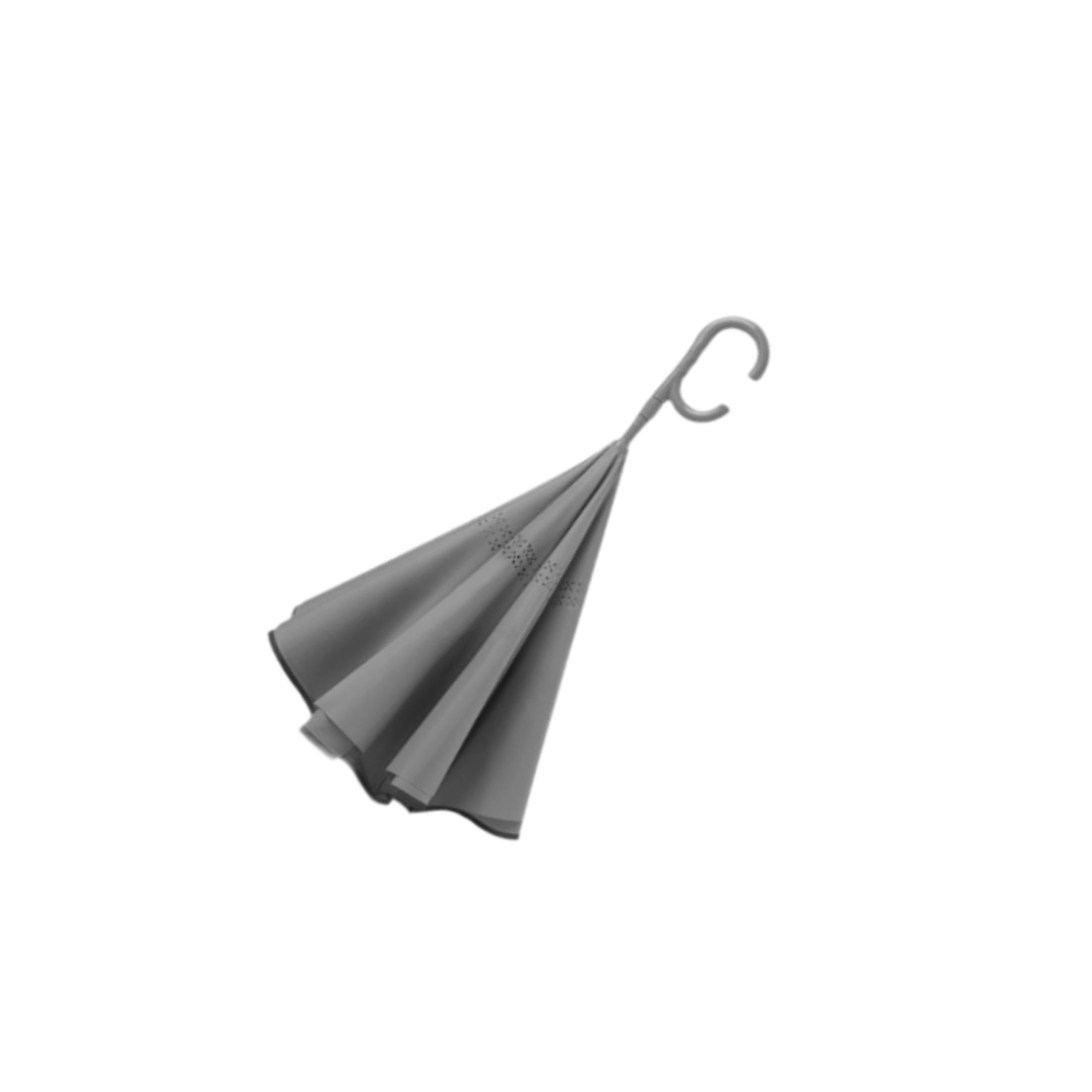 Paraguas invertido invertido Mango en Forma de C Paraguas Grande a Prueba de Viento Hombres Mujeres Desplazamientos Actividades al Aire Libre Viajes Grande Doble Capa, Gris