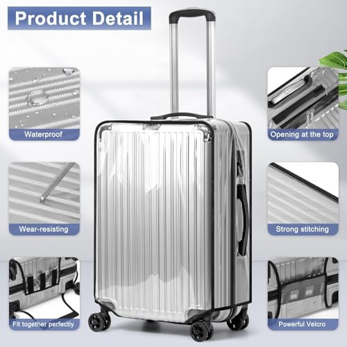 Image of LIGHTNIING HAMMERZ Transparent Luggage Cover | Clear PVC Suitcase Cover | Trolley Bag Protective Covers Case Waterproof Travel Bag Suitcase Covers | (28 Inches)