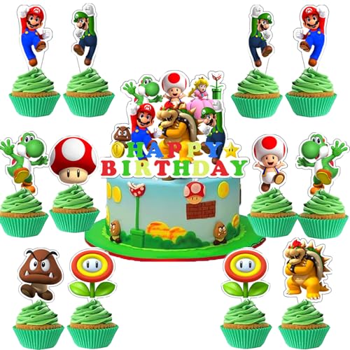 Decoracion para Tartas Infantiles,25 Piezas Decoracion Tartas Cumpleaños, Decorar Tartas de Cumpleaños, Adornos Tartas Cumpleaños,Temas de Animación Populares (K)