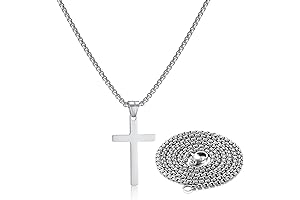 Stainless Steel Cross Necklace for Men, Silver Cross Necklace for Boy, Small...