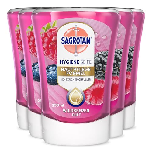 Sagrotan No-Touch Nachfüller Wildbeeren - Für den automatischen Seifenspender - 5 x 250 ml Handseife