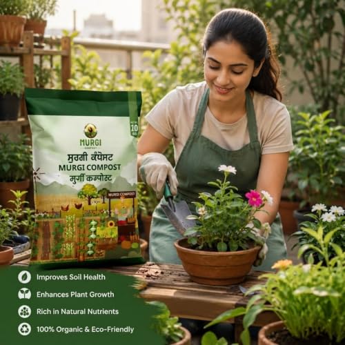 Image of Organic Potting Soil Mix for Plants10 KG | Odorless Murgi Compost Khad Fertilizer for Home Garden| Nutrient Rich Chicken Manure with 17 Essential Nutrients