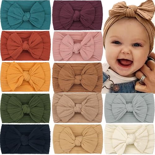 Image of CÉLLOT Super Stretchy Soft Knot Headbands with Hair Bows Head Wrap Hair Accessories For Newborn Baby Girls Infant Toddlers Kids