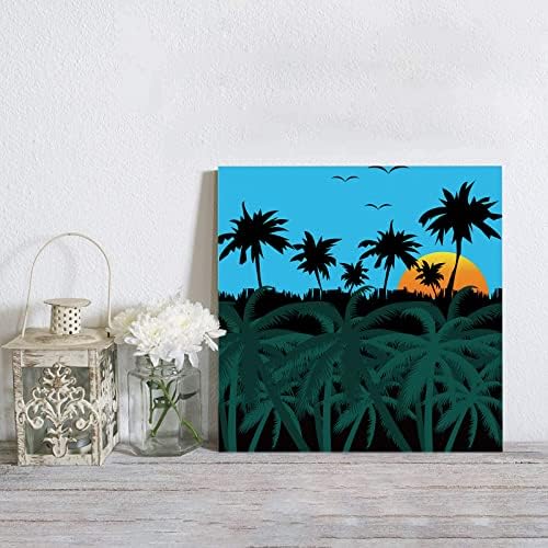 Paint by Number for Adults Beginner and Kids, Summer Botany Sunset Seagull Coconut Tree Silhouette DIY Gift Adult Paint by Number, Acrylic Painting Kit for Room Wall Decor, 16 x 16 Inch 6