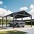 Sunjoy Carport 14 ft. x 20 ft. Outdoor Gazebo Heavy Duty Garage Car Shelter with Brown Powder-Coated Steel Roof/Black Frame and 2 Ceiling Hooks by AutoCove