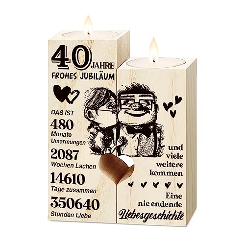 Rubinhochzeit Geschenk: Kerzenständer aus Holz für 40. Hochzeitstag - Geschenke für Frauen/Männer
